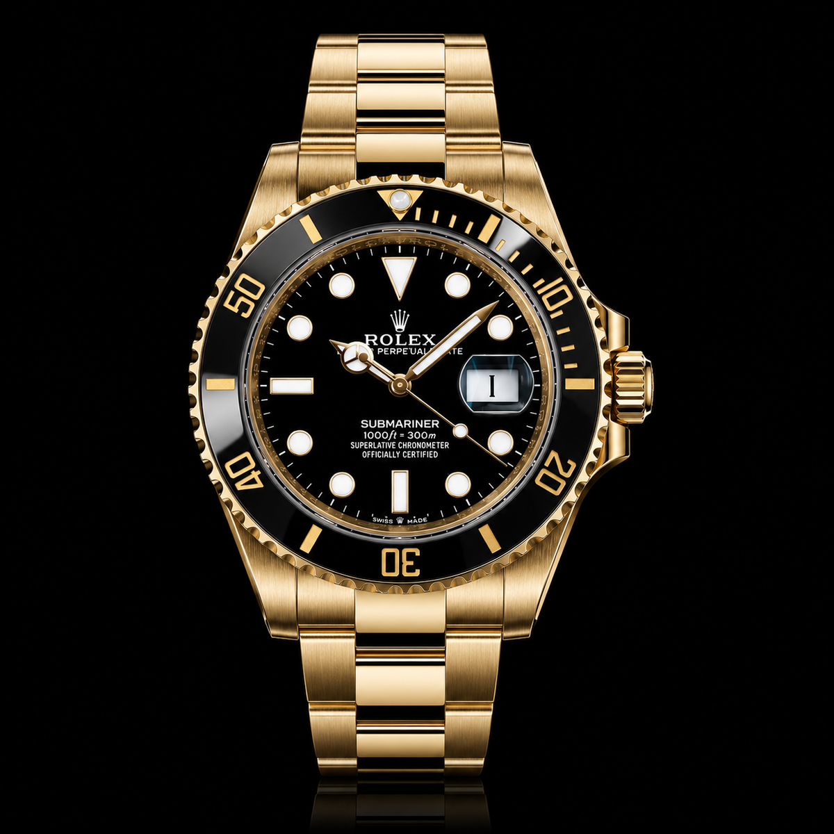 black diver automatic watch with ceramic bezel & date display