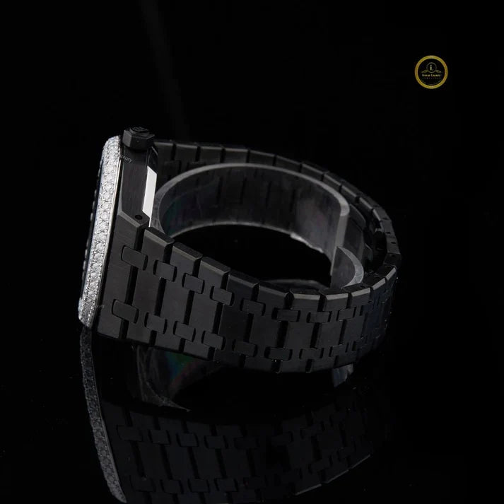 Luxury Black Skeleton And Ice Blue Crystal Watch Set Men's Watch Collection By Ivevar - View 6