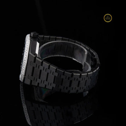 Luxury Black Skeleton And Ice Blue Crystal Watch Set Men's Watch Collection By Ivevar - View 6