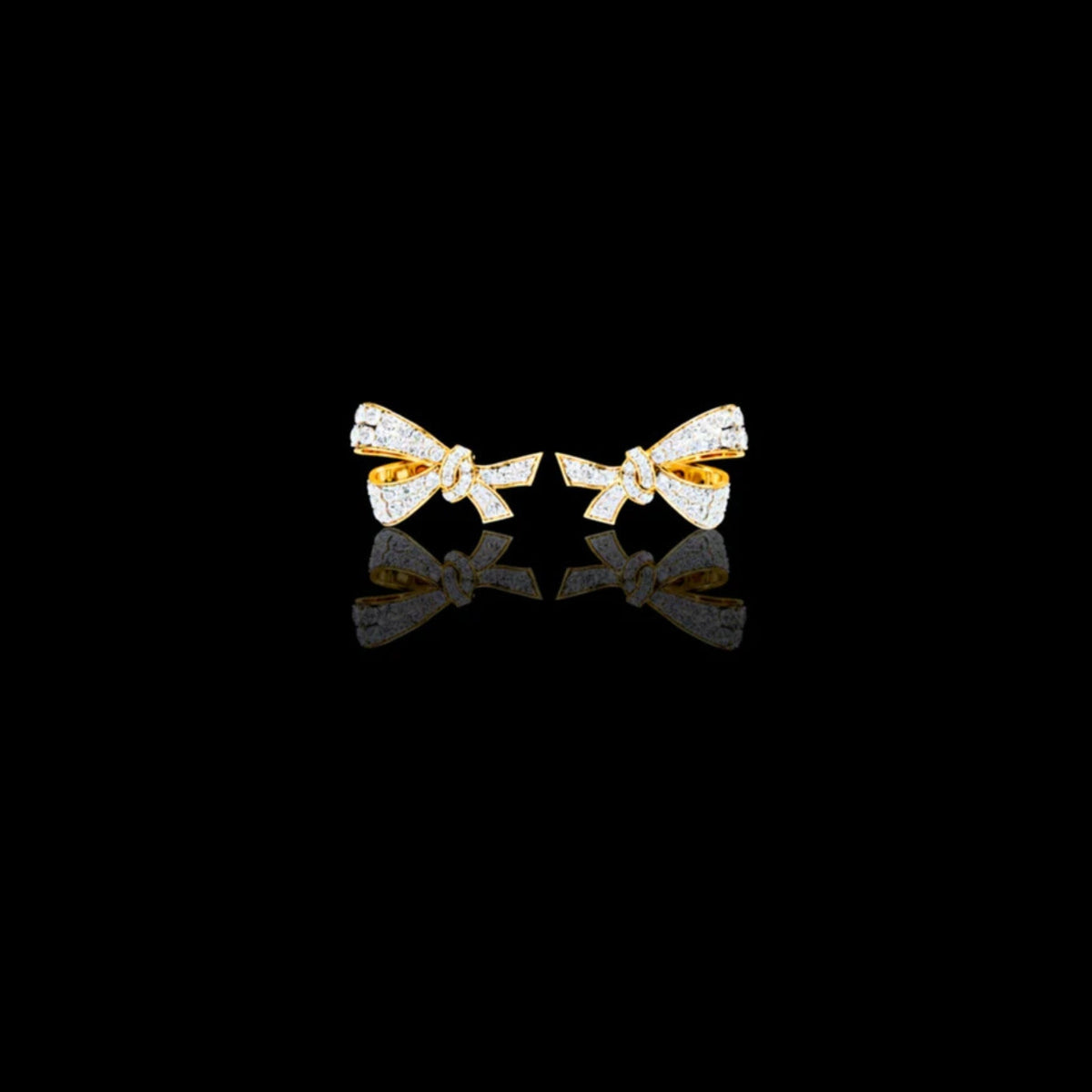 exquisite round moissanite radiant ribbon diamond bow stud with sparkling glamour earring