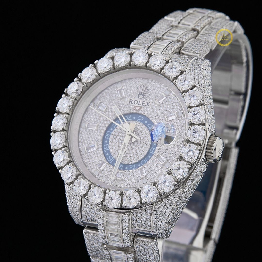 full iced out diamond watch with baguette links big date & 24-hour dial - view 2