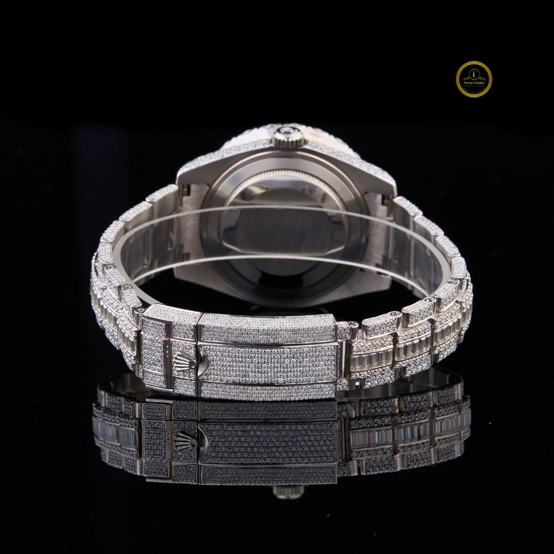 full iced out diamond watch with baguette links big date & 24-hour dial - view 4