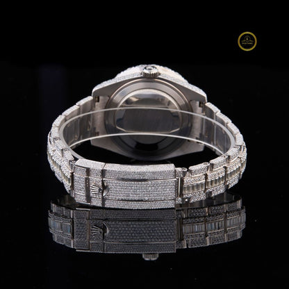 Full Iced Out Diamond Watch with Baguette Links Big Date & 24-Hour Dial - View 4