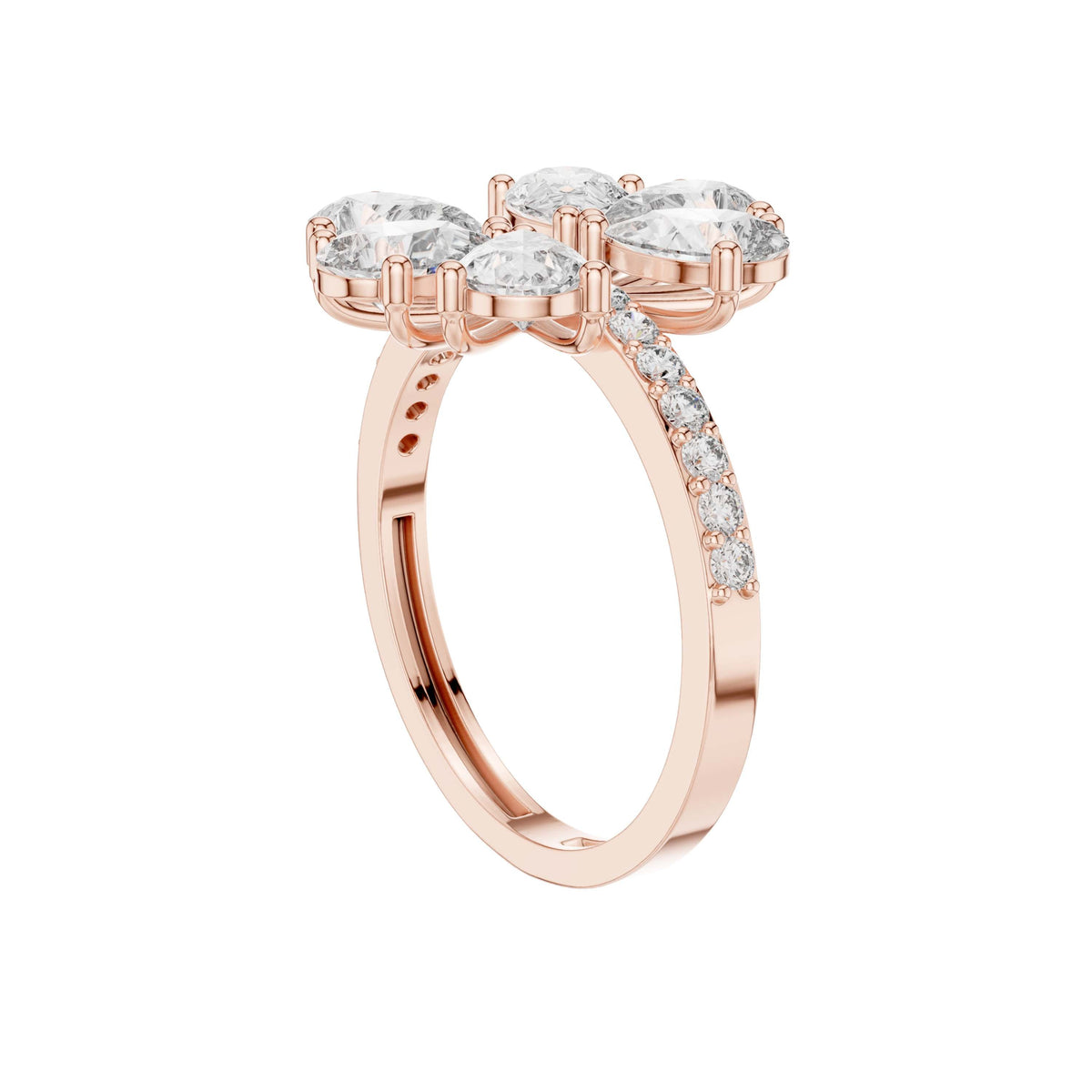 Pear Cut Floral Cluster Lab Diamond Statement Ring - View 11