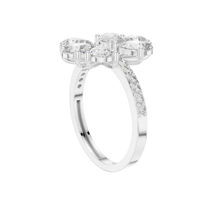 Pear Cut Floral Cluster Lab Diamond Statement Ring - View 12