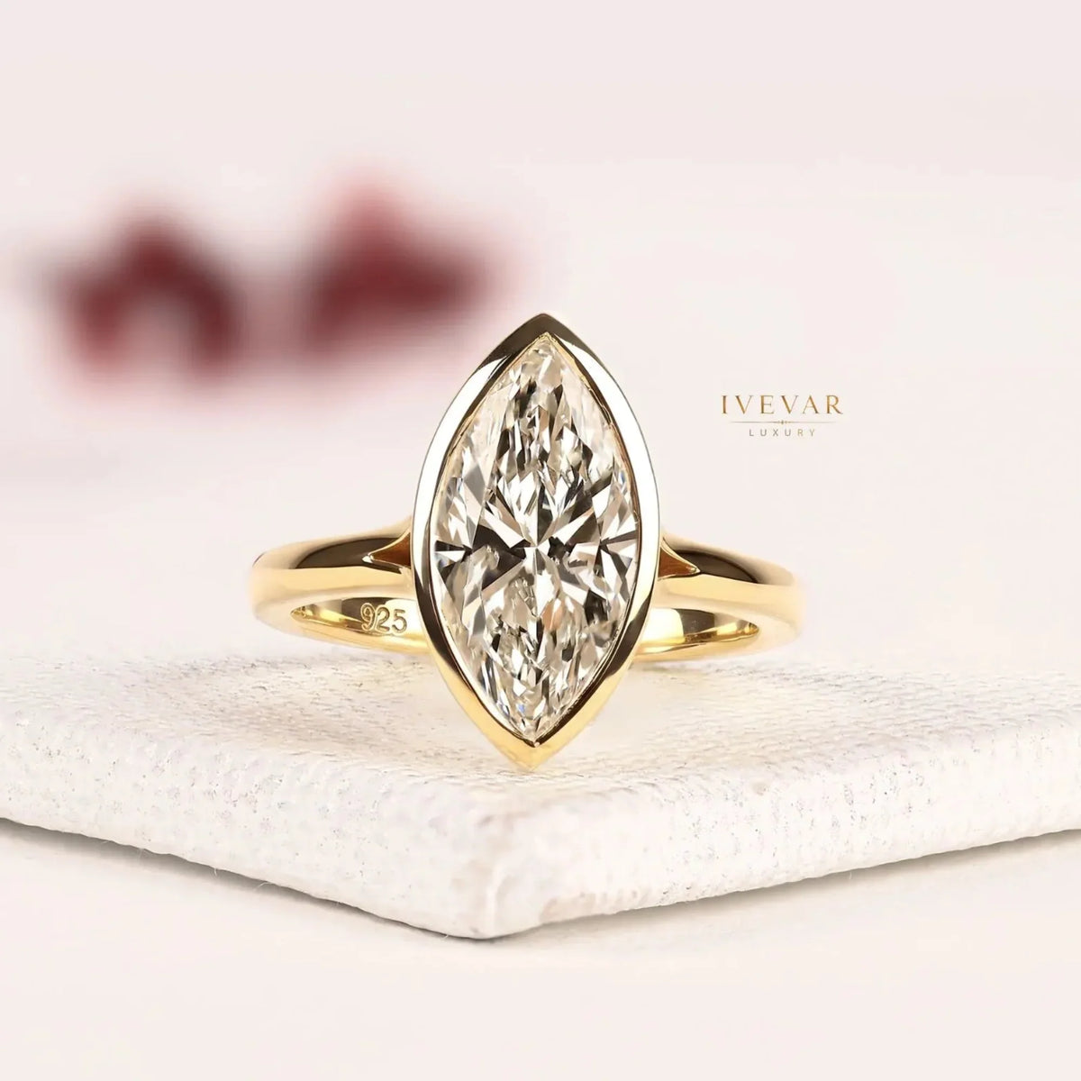 bezel set marquise cut lab split shank engagement ring