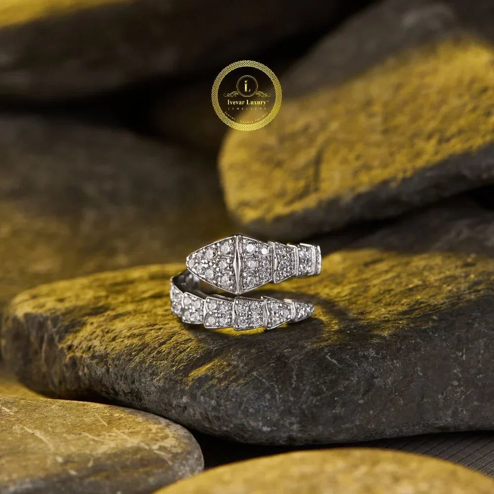 pave lab diamond wrap ring with geometric bypass