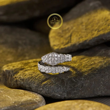 Pave Lab Diamond Wrap Ring with Geometric Bypass