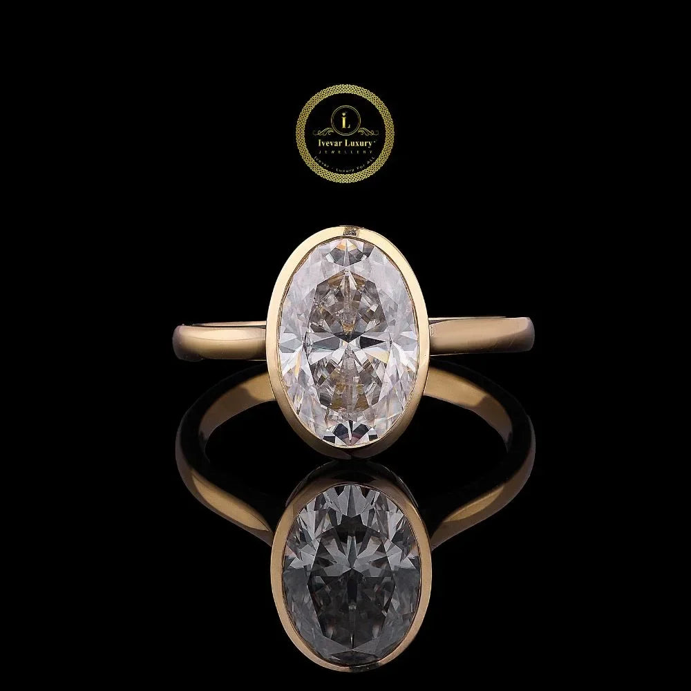 Bezel Set Oval Lab Diamond Solitaire Engagement Ring