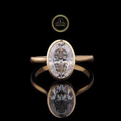 Bezel Set Oval Lab Diamond Solitaire Engagement Ring