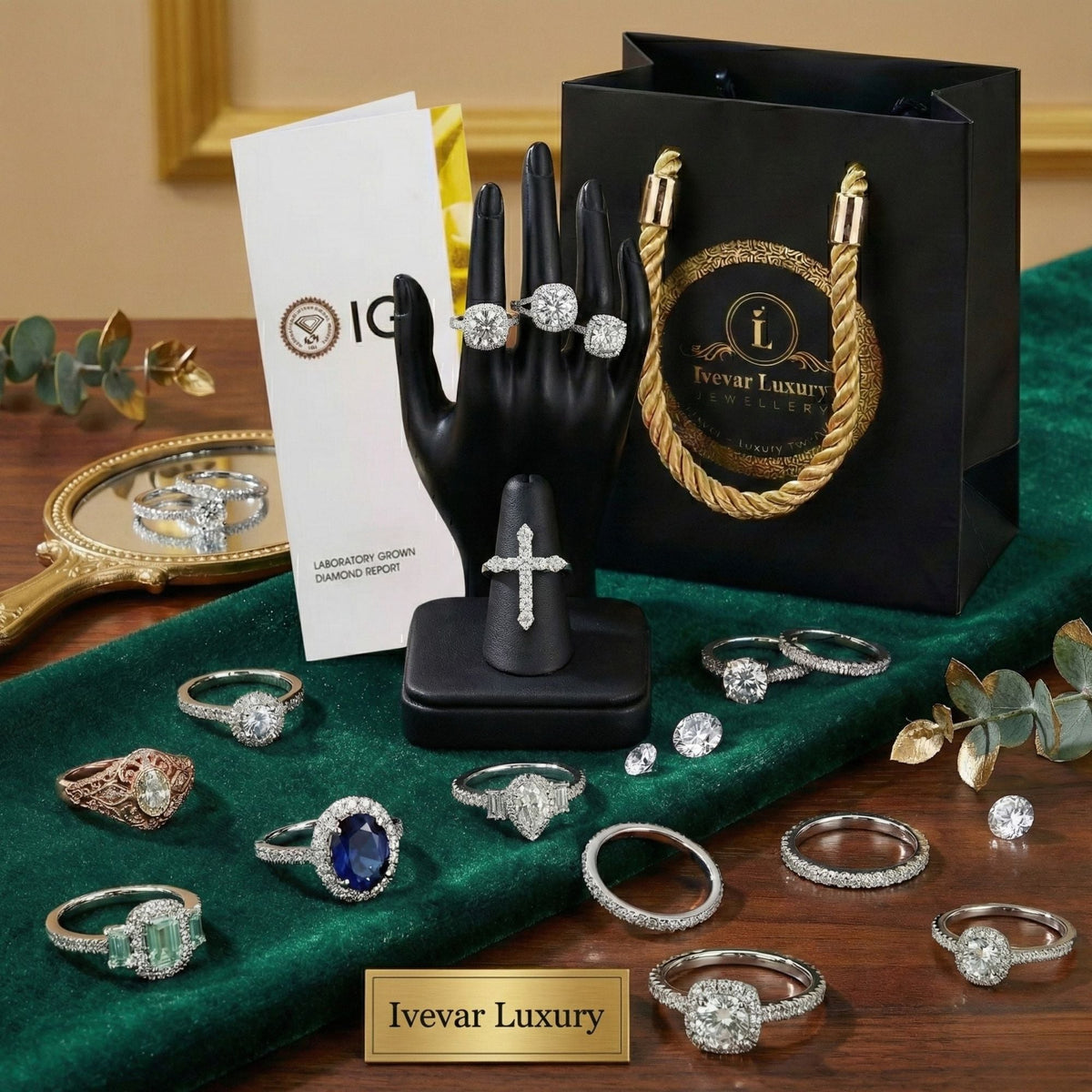 round halo lab diamond pave ring - view 8