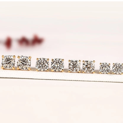 Cushion Cut Lab Diamond Solitaire Stud Earring - View 2