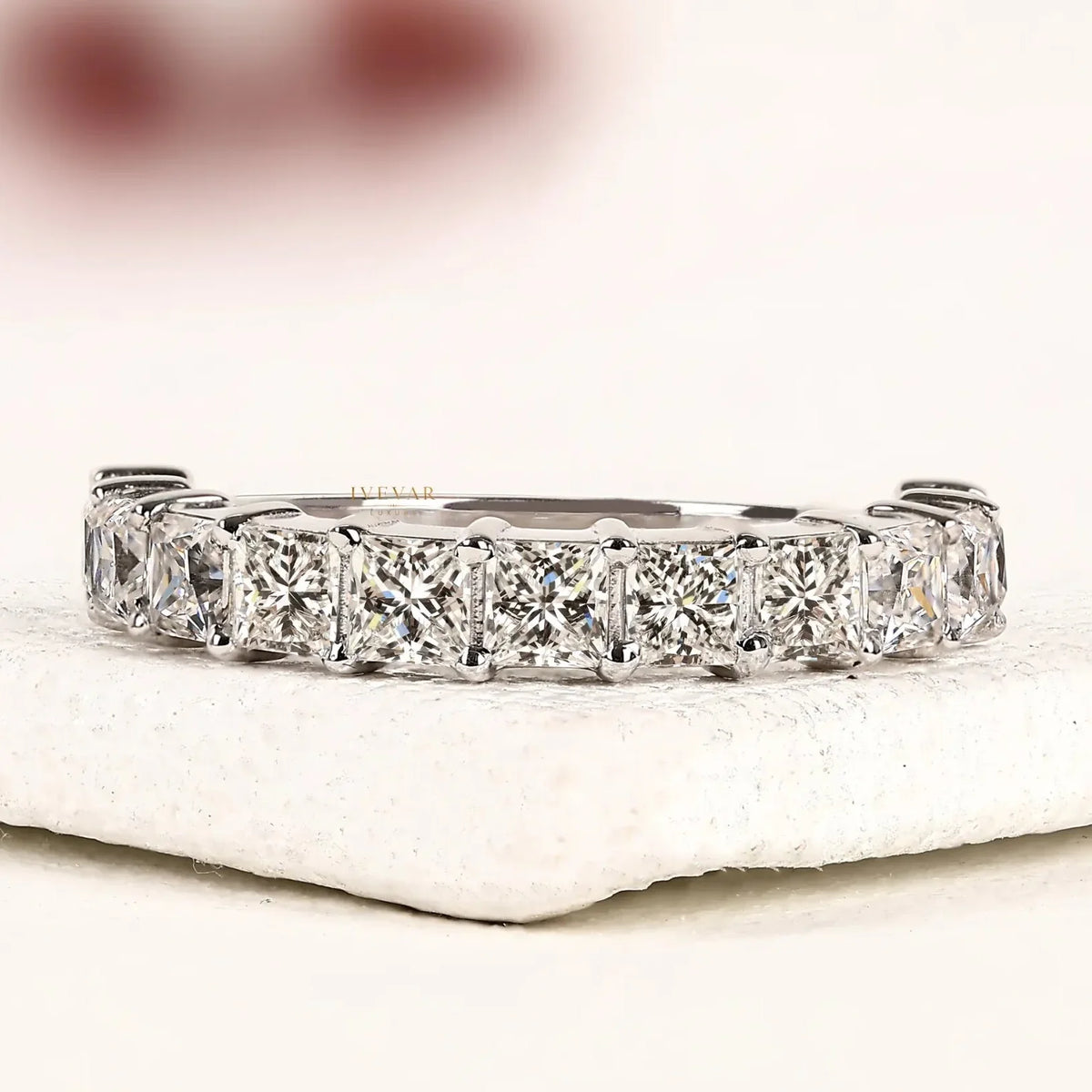 Princess Cut Lab Diamond Half Eternity Band