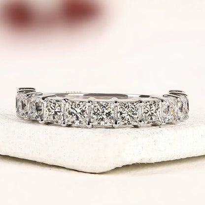 Princess Cut Lab Diamond Half Eternity Band