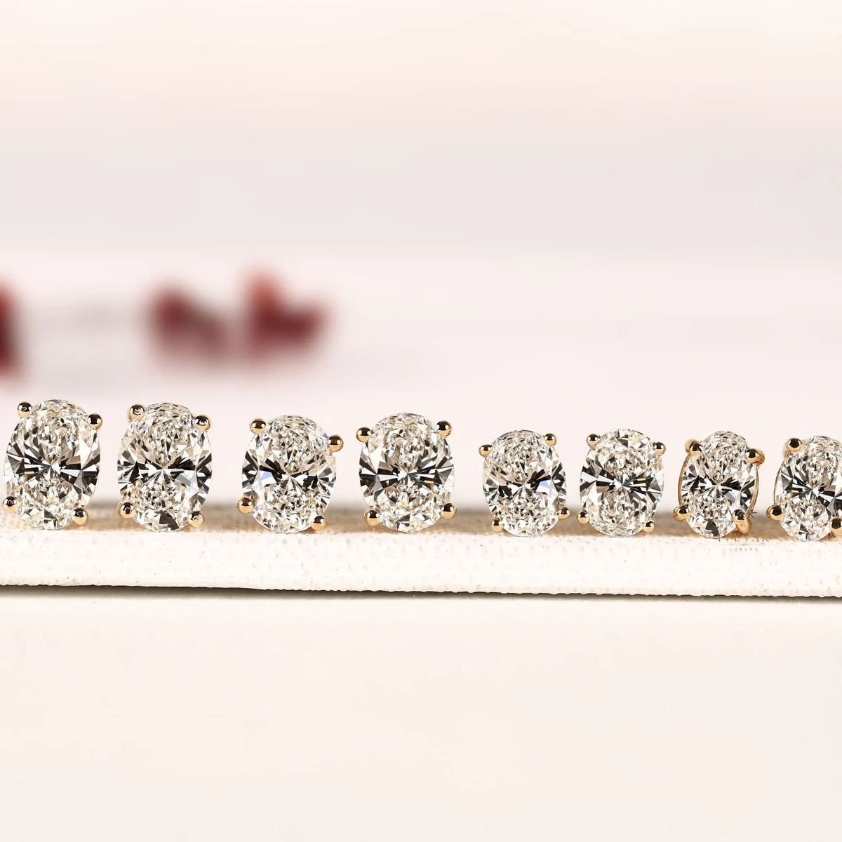 Lab Grown Oval Cut Diamond Solitaire Setting Stud Earring - View 2