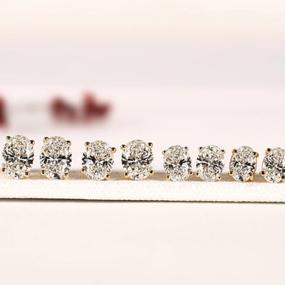 Lab Grown Oval Cut Diamond Solitaire Setting Stud Earring - View 2