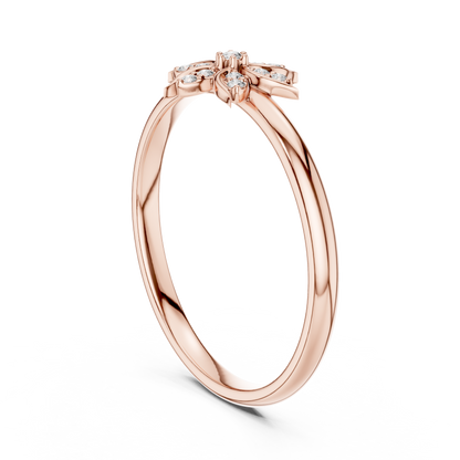 Nature Inspired Round Lab Diamond Flower Ring - View 2