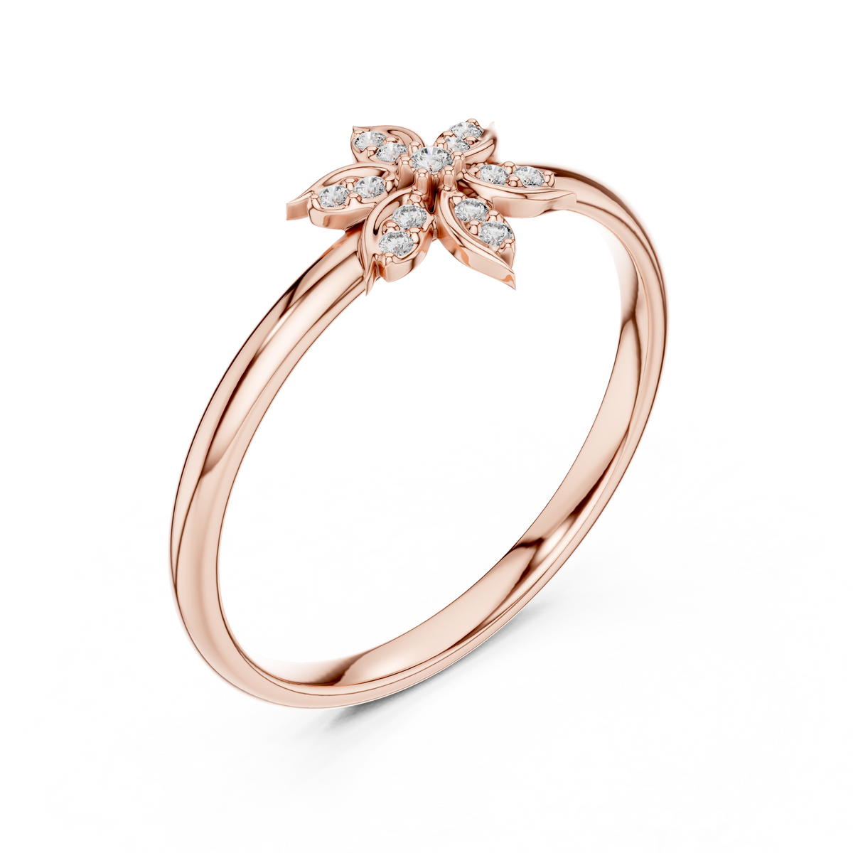 nature inspired round lab diamond flower ring - view 3