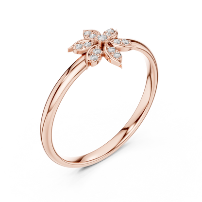 Nature Inspired Round Lab Diamond Flower Ring - View 3