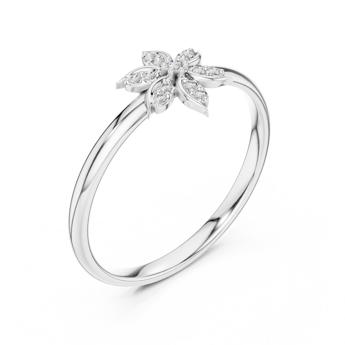 Nature Inspired Round Lab Diamond Flower Ring - View 6