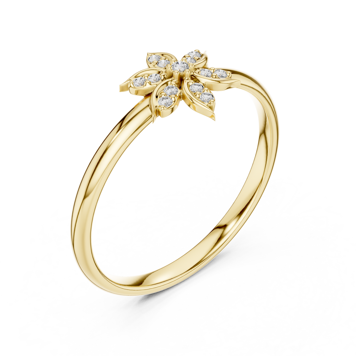 Nature Inspired Round Lab Diamond Flower Ring - View 9