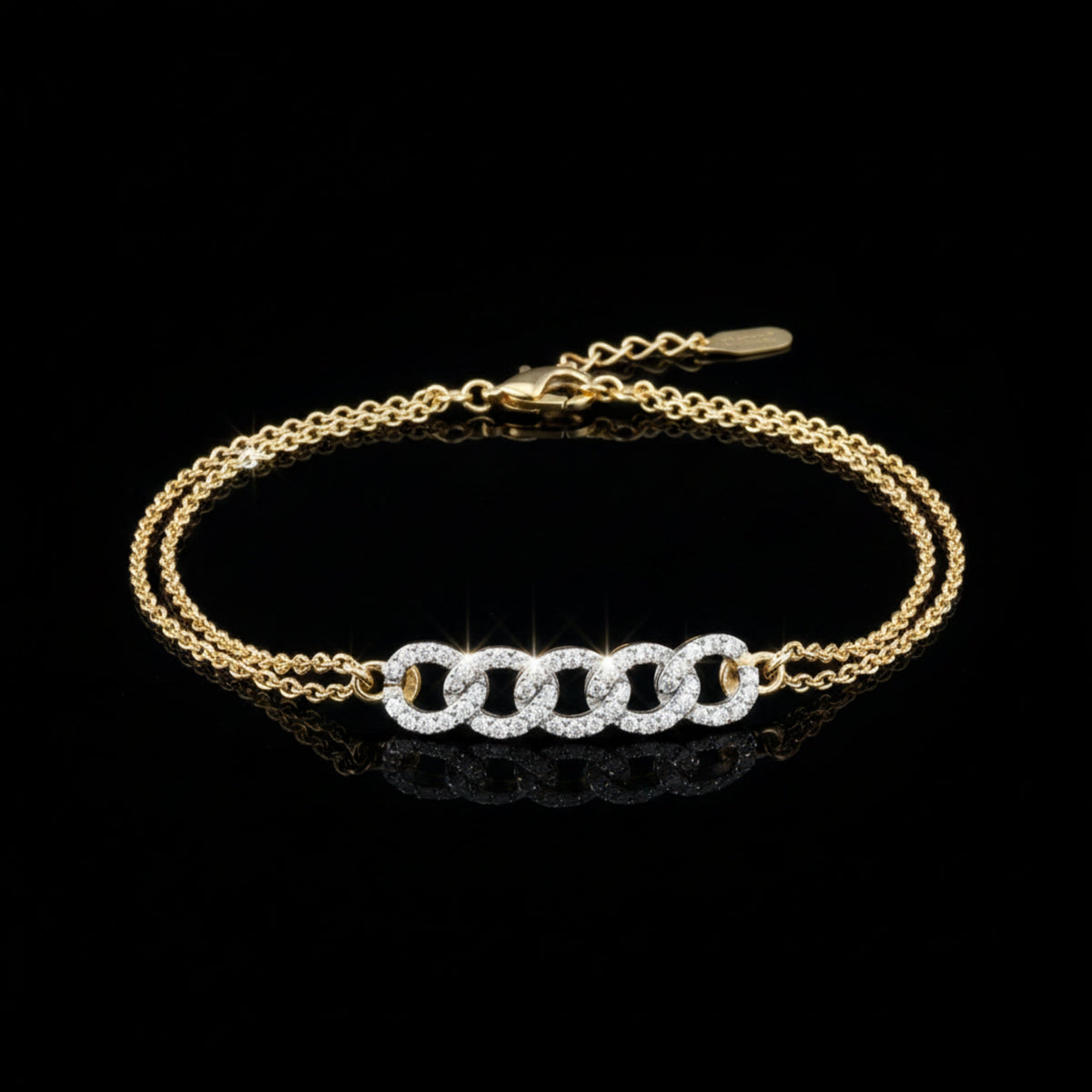 round cut lab diamond interlocking double link bracelet