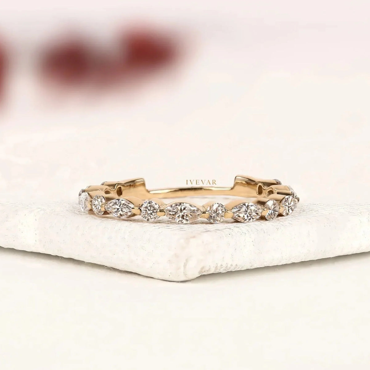 alternative round & marquise moissanite diamond eternity band ring