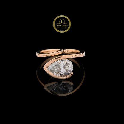 Modern Pear Cut Lab Diamond Bypass Solitaire Ring
