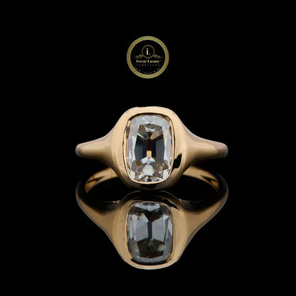 Bezel Set Cushion Cut Lab Diamond Solitaire Ring