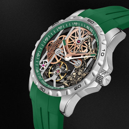 Emerald Green Skeleton Automatic Watch Premium Mechanical Statement Timepiece - View 2