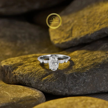 Oval Cut Moissanite Diamond Solitaire Ring