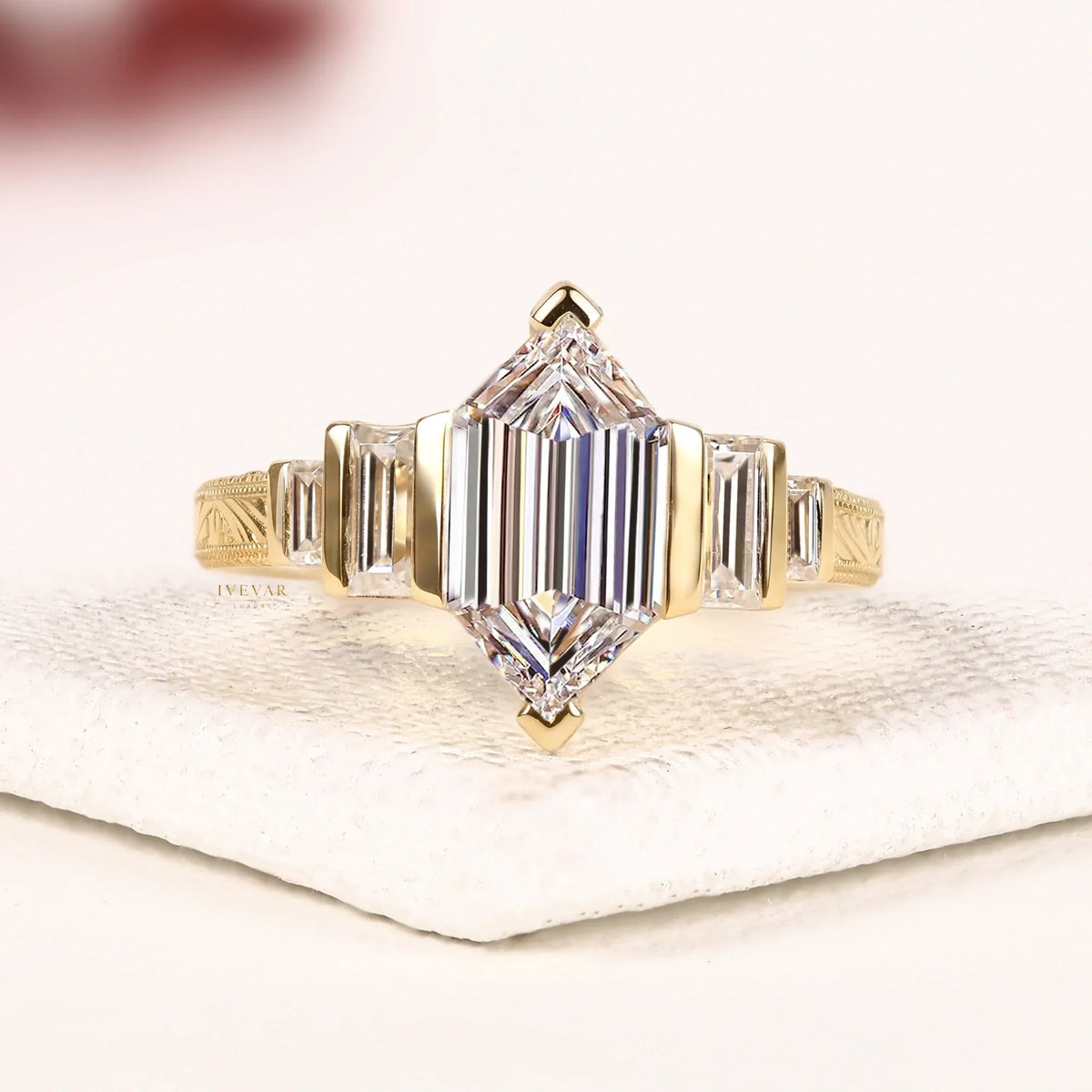 marquise cut five stone lab diamond ring