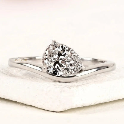 Pear Cut Lab Diamond Solitaire Engagement Ring