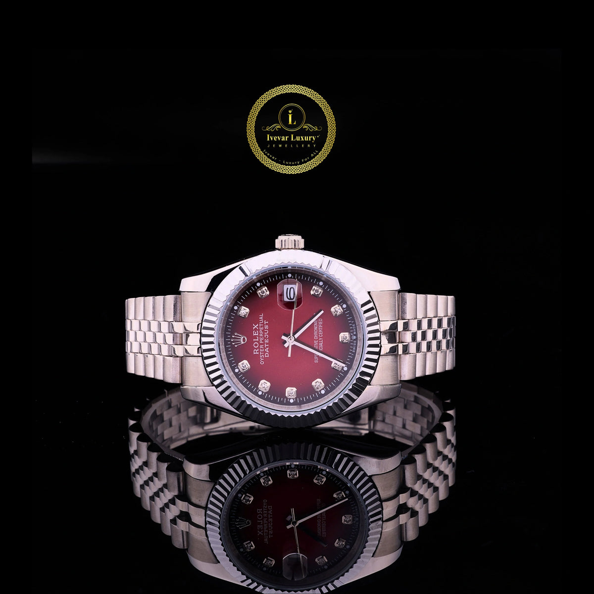 luxury red dial diamond marker automatic watch