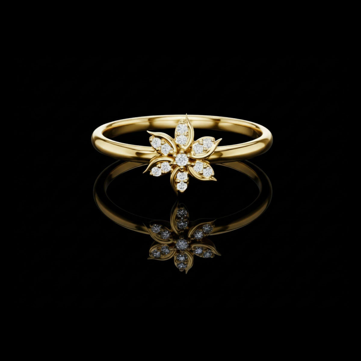 Nature Inspired Round Lab Diamond Flower Ring