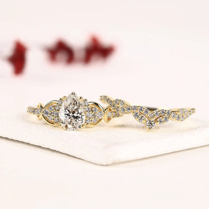 Pear Cut Infinity Lab Diamond Bridal Set - View 2