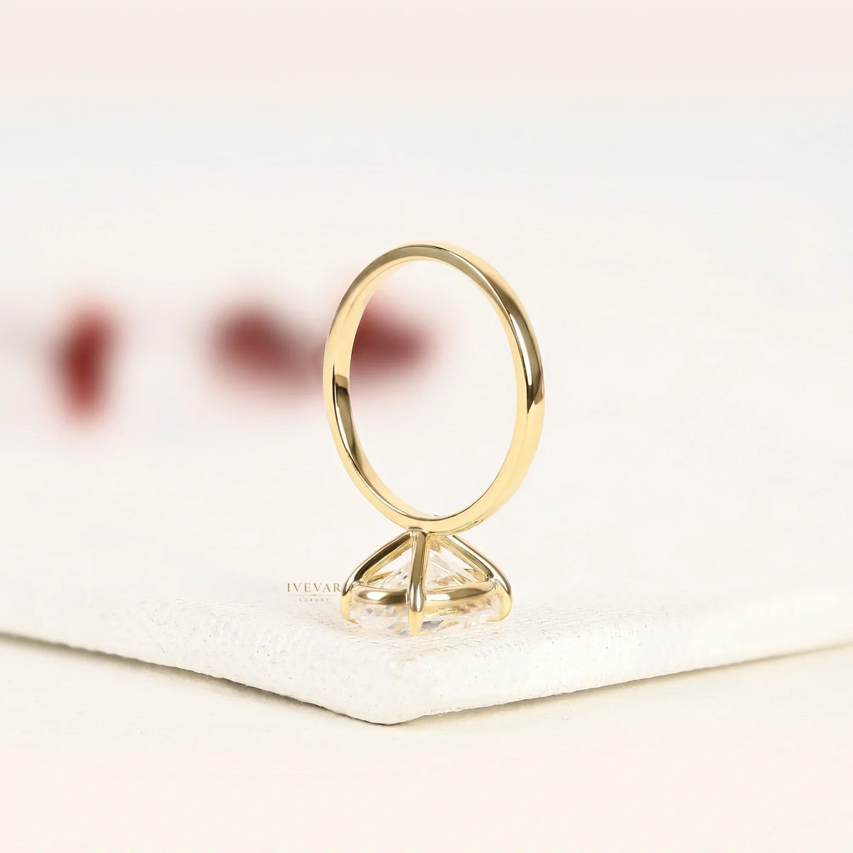 Oval Cut Lab Diamond Solitaire Ring with Cathedral Setting - View 2