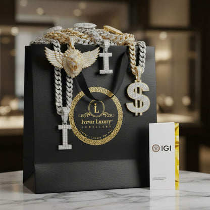 Luxury Custom Initial Lab Grown Diamond Pendant with Crown High Shine Hip Hop Look
