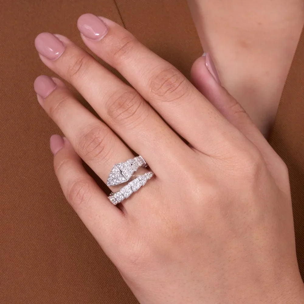 pave lab diamond wrap ring with geometric bypass - view 2