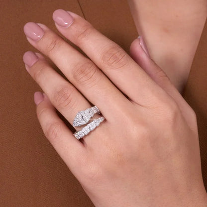 Pave Lab Diamond Wrap Ring with Geometric Bypass - View 2