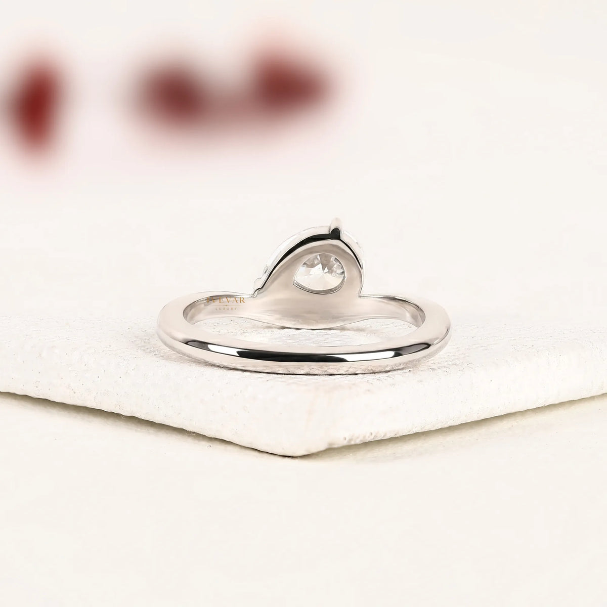 pear cut lab diamond solitaire engagement ring - view 2