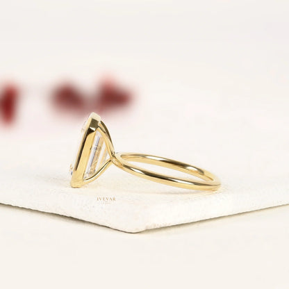 Emerald Cut Lab Diamond Bezel Set Solitaire Ring - View 2
