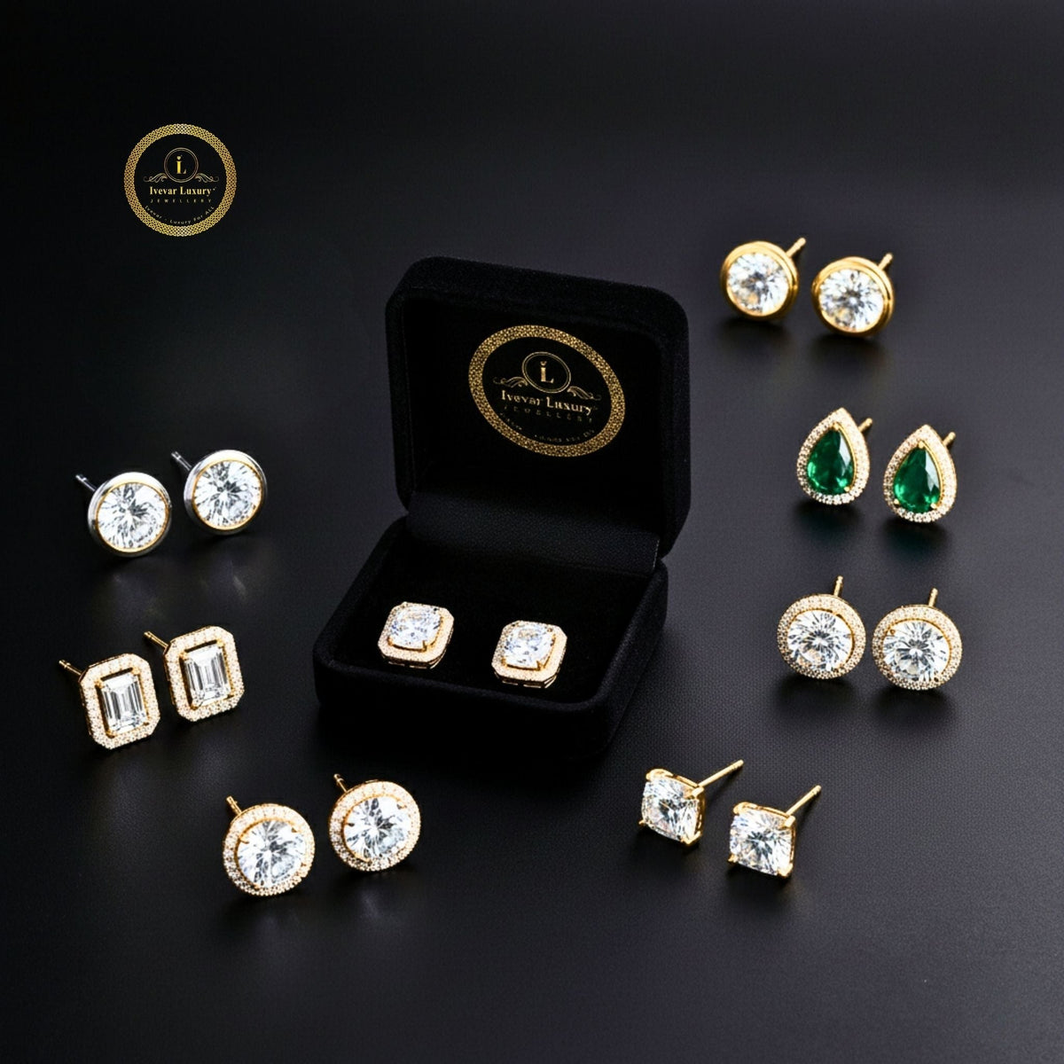 Dual Brilliance Round Moissanite Diamond Drop Earrings with Graduated Two Stone Design - View 11