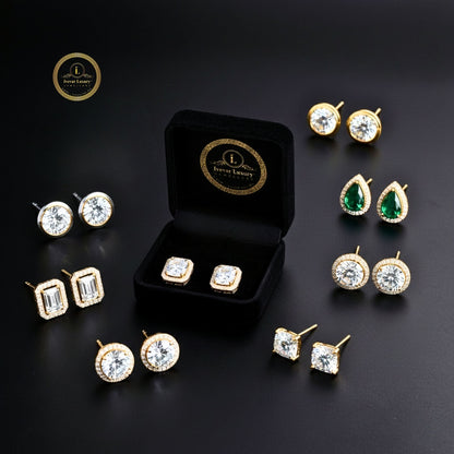 Dual Brilliance Round Moissanite Diamond Drop Earrings with Graduated Two Stone Design - View 11