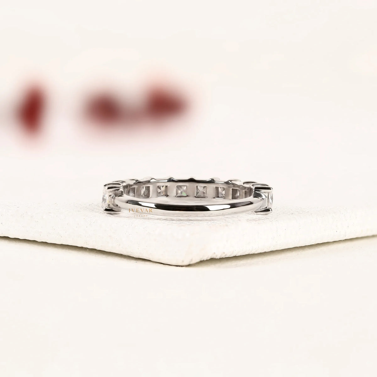 princess cut lab diamond half eternity band - view 2
