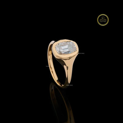 Bezel Set Cushion Cut Lab Diamond Solitaire Ring - View 2