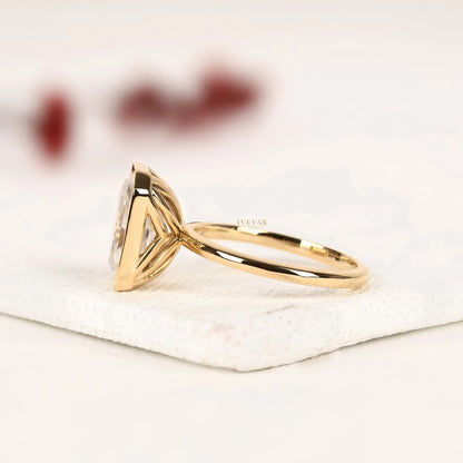 Modern Radiant Cut Lab Diamond Bezel Solitaire Ring - View 2