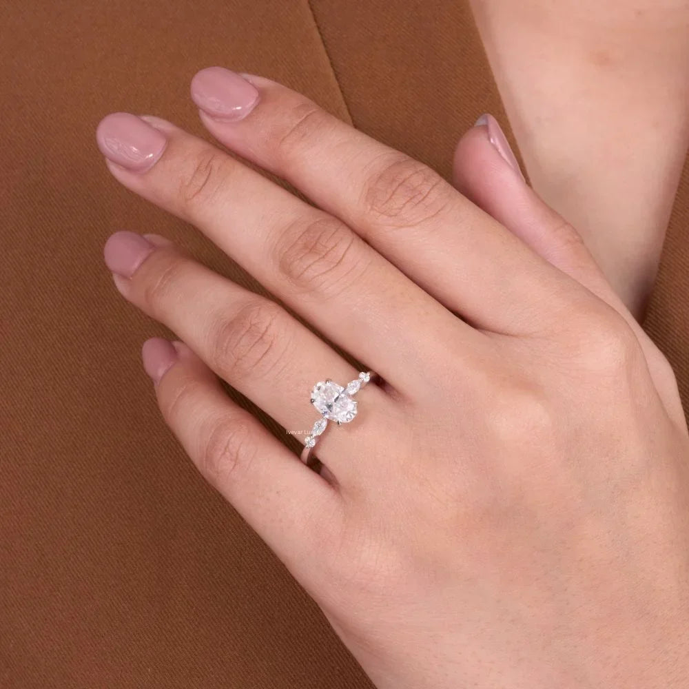 oval cut moissanite diamond solitaire ring - view 2