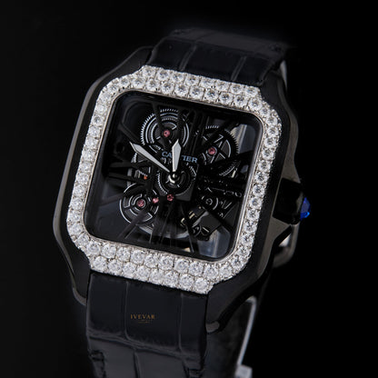 Ivevar Elite Timepiece Duo Diamond Skeleton Watch And Emerald Green Luxury Watch Collection - View 3