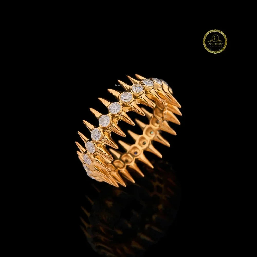 spiked bezel set round lab diamond eternity ring - view 2